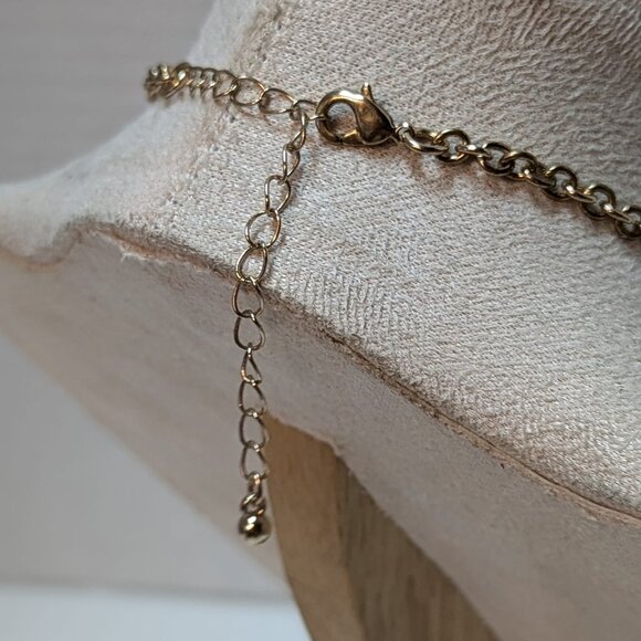 Gorgeous Gold Tone Rhinestone Faux Pearl Choker Necklace Burgundy Gray Peach - Picture 2 of 10